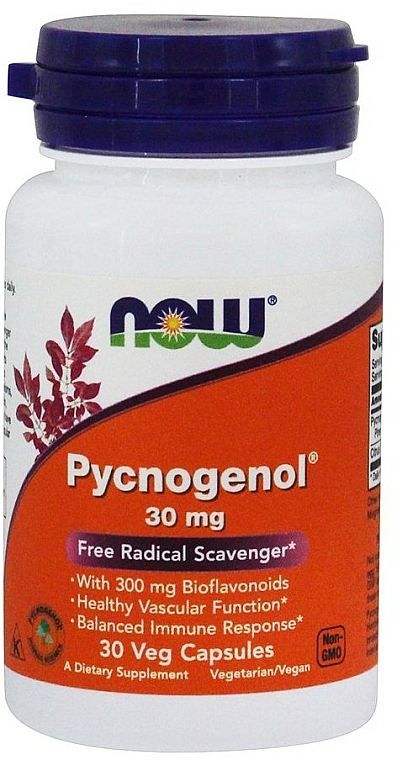 Kapsułki Pycnogenol, 30 mg - Now Foods Pycnogenol — Zdjęcie N1