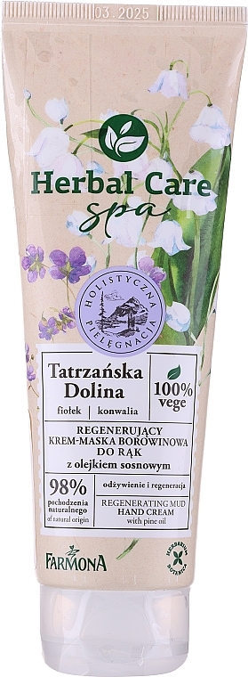 PRZECENA! Krem do rąk z olejkiem sosnowym Dolina Tatrzańska - Farmona Herbal Care SPA Regenerating Mud Hand Cream * — Zdjęcie N1