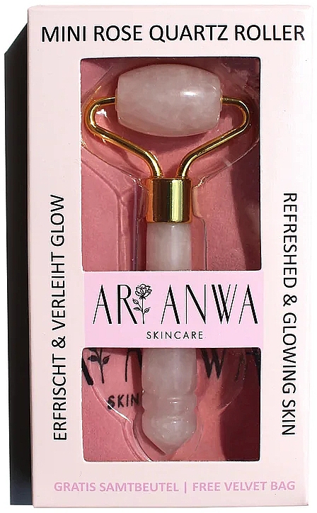 Masażer do twarzy z różowego kwarcu - ARI ANWA Skincare Mini Rose Quartz Roller — Zdjęcie N1
