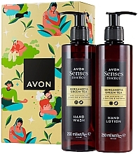 Zestaw z bergamotką i zieloną herbatą - Avon Senses Essence Duo Gift Set Bergamot & Green Tea (h/wash/250ml + h/lot/250ml) — Zdjęcie N1