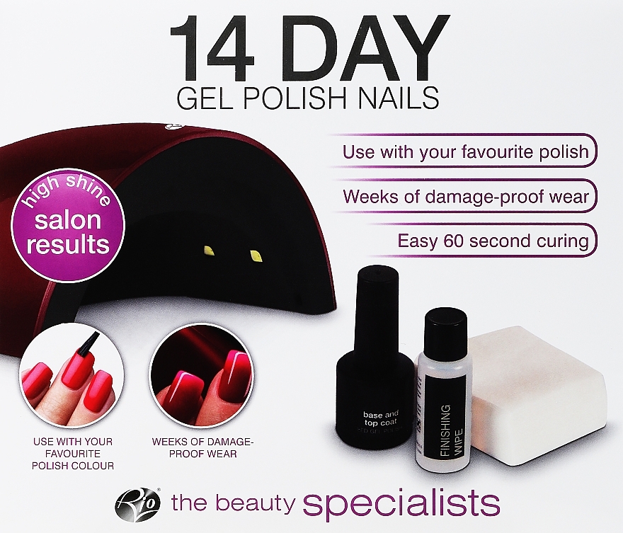Zestaw do manicure hybrydowego z lampą UV - Rio-Beauty 14 Day Gel Polish Nails — Zdjęcie N1