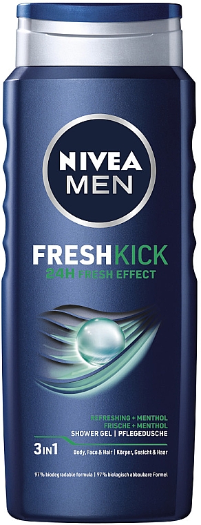 Żel pod prysznic do twarzy, ciała i włosów dla mężczyzn - NIVEA MEN Fresh Kick — Zdjęcie N1