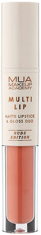 Matująca pomadka i błyszczyk do ust 2 w 1 - MUA Multi Lip Matte Lipstick & Gloss Duo Nude Edition — Zdjęcie N1