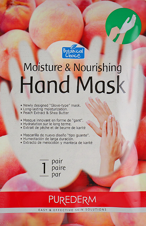 Nawilżająco-odżywcza maska do rąk z ekstraktem z brzoskwini - Purederm Moisture & Nourishing Hand Mask