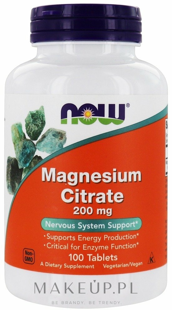 Cytrynian magnezu wspomagający układ nerwowy - Now Foods Magnesium Citrate — Zdjęcie 100 szt.