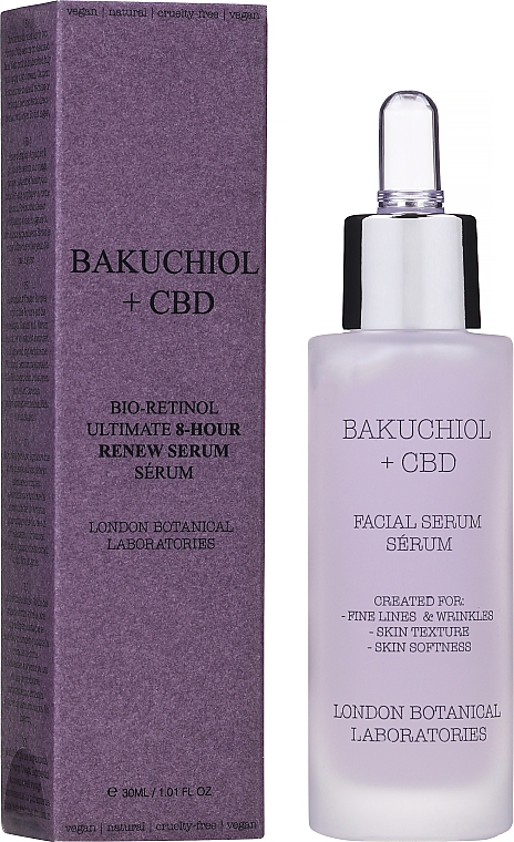 Serum w sprayu do twarzy z olejkiem różanym - London Botanical Laboratories Bakuchiol + CBD Serum — Zdjęcie N2