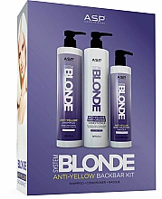 Zestaw - Affinage Salon Professional System Blonde Anti-Yellow Back Bar Kit (sh/1000ml + cond/1000ml + mask/500ml) — Zdjęcie N1