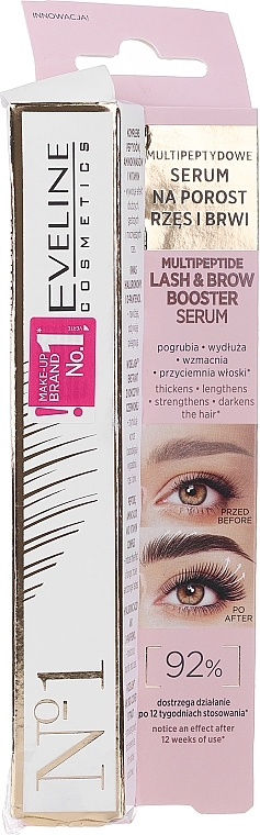 PRZECENA! Multipeptydowe serum na porost rzęs i brwi - Eveline Cosmetics Multipeptide Lash & Brow Booster Serum * — Zdjęcie N1