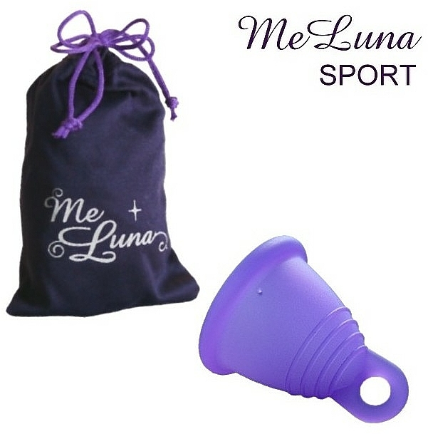 Kubeczek menstruacyjny, rozmiar S, ciemnofioletowy - MeLuna Sport Shorty Menstrual Cup Ring — Zdjęcie N1