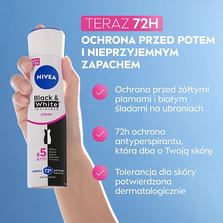 Antyperspirant w sprayu - NIVEA Black & White Invisible Clear — Zdjęcie N3