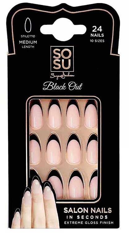 Zestaw sztucznych paznokci - Sosu by SJ Salon Nails In Seconds Black Out — Zdjęcie N1