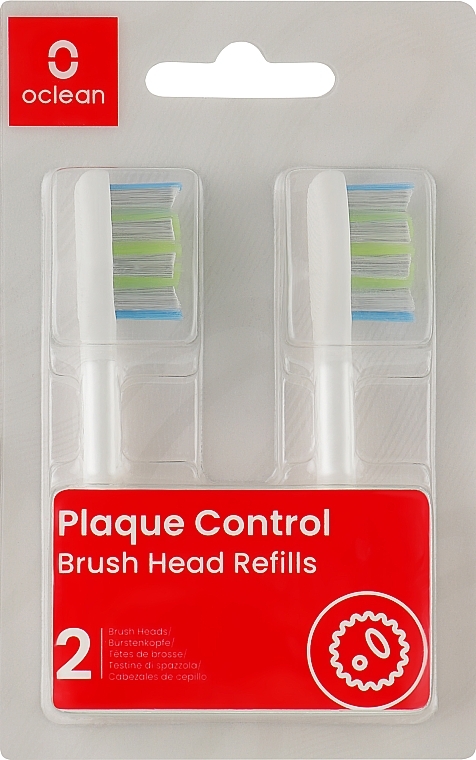 Końcówki do szczoteczek elektrycznych Plaque Control Medium, 2 szt., białe - Oclean Brush Heads Refills — Zdjęcie N1
