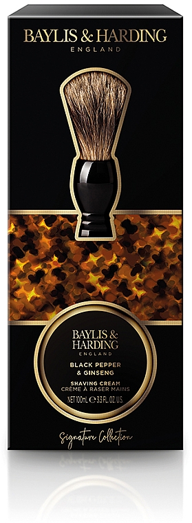 Zestaw - Baylis & Harding Black Pepper & Ginseng (sh/cr 100 ml + brush 1 pcs) — Zdjęcie N1