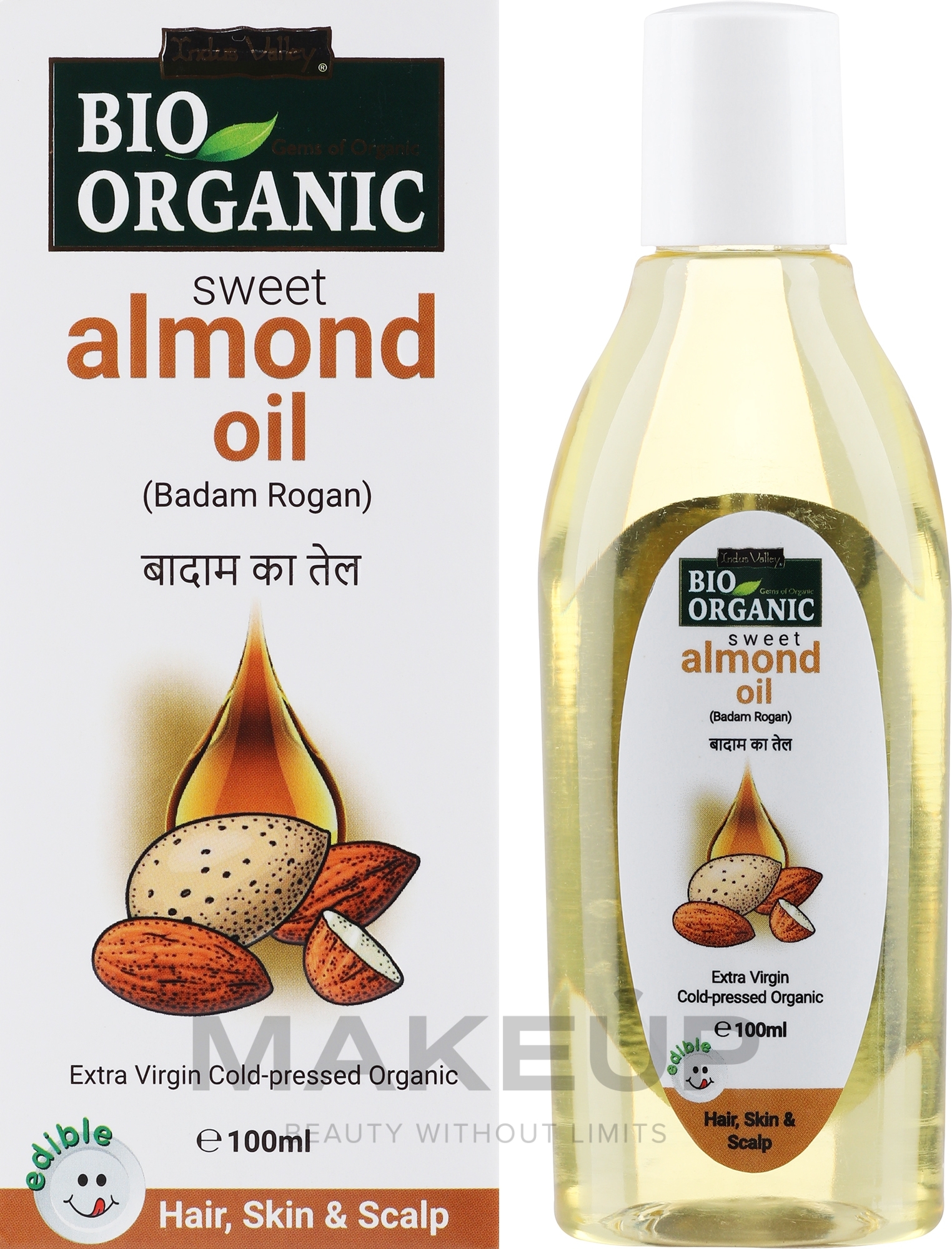 Olejek ze słodkich migdałów - Indus Valley Bio Organic Cold Pressed Sweet Almond Oil — Zdjęcie 100 ml