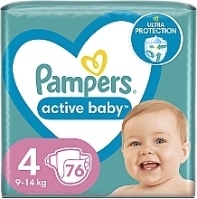 Pieluchy Active Baby 4 (9-14 kg), 76 szt - Pampers — Zdjęcie N1