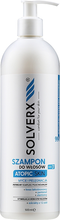 Szampon do włosów słabych i atopowej skóry głowy - Solverx Atopic Skin Shampoo — Zdjęcie N3