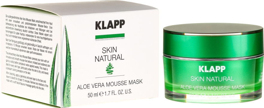 Aloesowa maska do twarzy - Klapp Skin Natural Aloe Vera Mousse Mask
