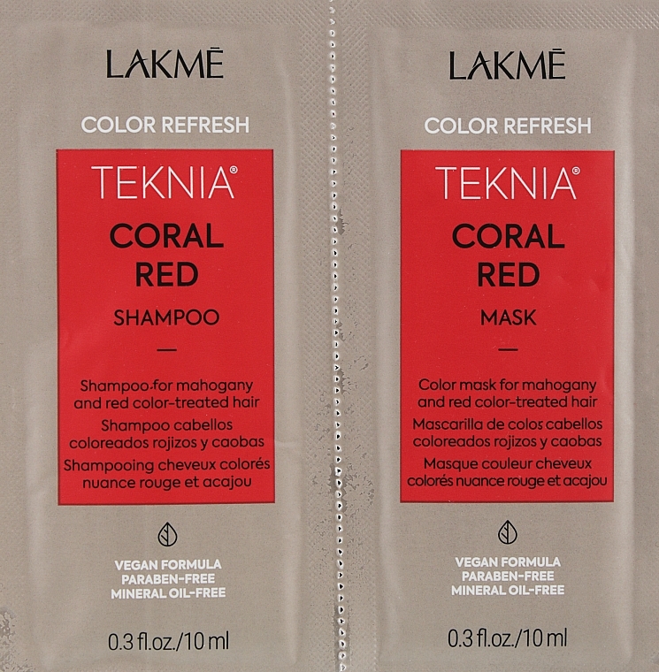 Zestaw próbek - Lakme Teknia Color Refresh Coral Red (sh/10ml + mask/10ml) — Zdjęcie N2