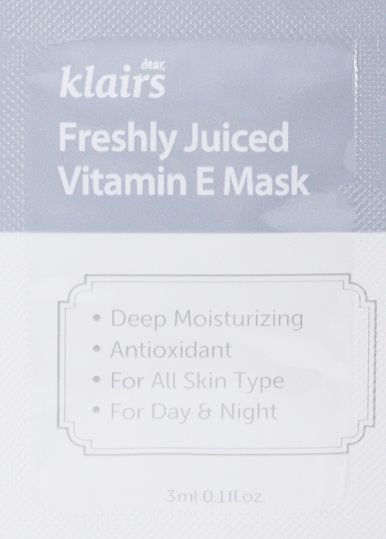 Maska z witaminą E - Klairs Freshly Juiced Vitamin E Mask (próbka) — Zdjęcie N1