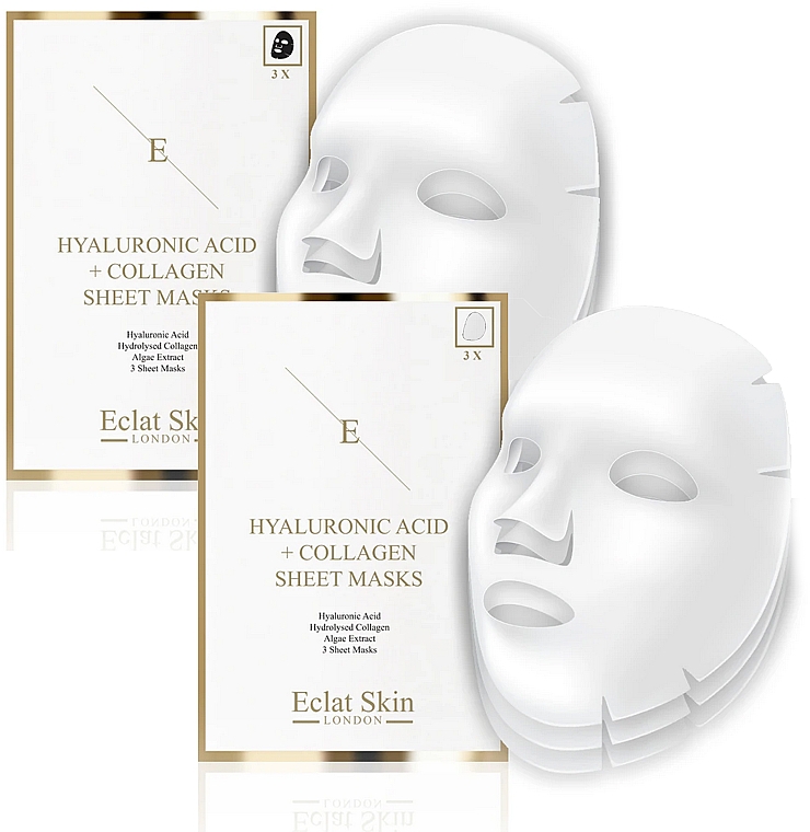 Zestaw - Eclat Skin London Hyaluronic Acid & Collagen (f/mask/2x3pcs) — Zdjęcie N1