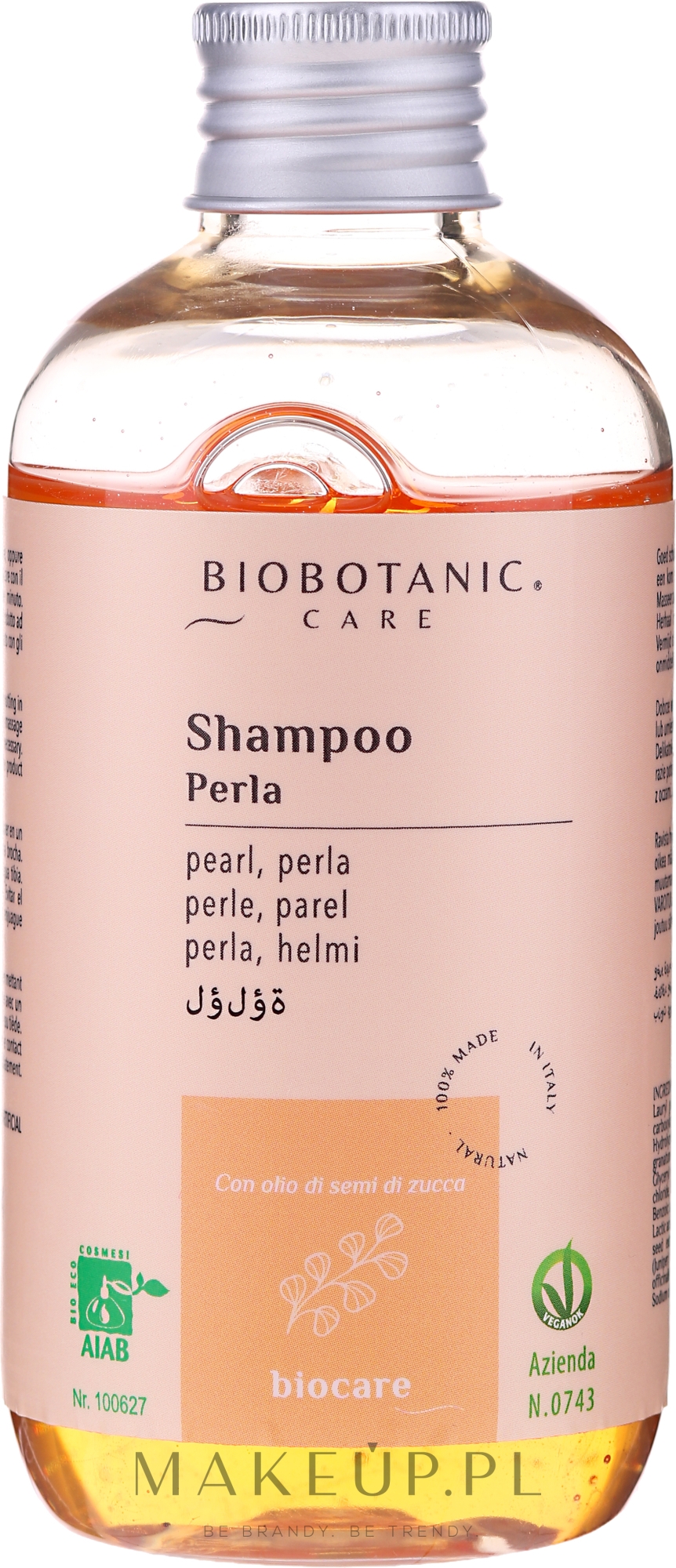 Szampon do włosów z ekstraktem z dyni perłowej - BioBotanic BioCare Pearl Shampoo With Pumpkin Seed Oil — Zdjęcie 200 ml