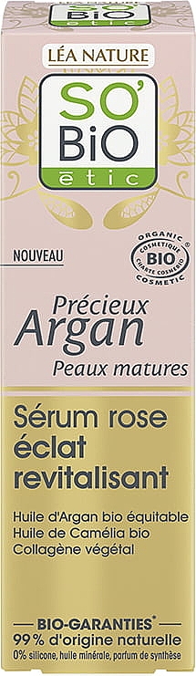 Rewitalizujące rozświetlające serum różane - So'Bio Etic Argan Rosé Revitalising Radiance Pink Serum — Zdjęcie N1