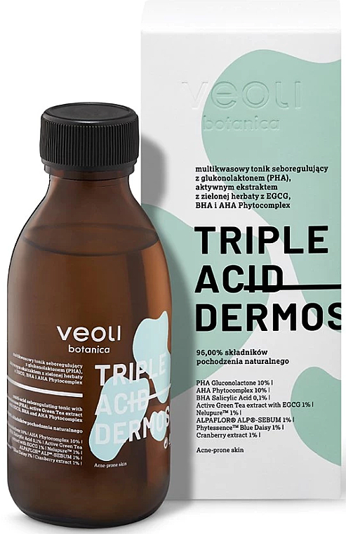 Multikwasowy tonik seboregulujący - Veoli Botanica Triple Acid DermoSolution — Zdjęcie N1