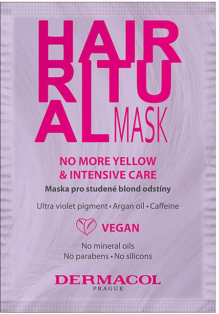 Maska do włosów farbowanych - Dermacol Hair Ritual No More Yellow Mask Hair Mask — Zdjęcie N1