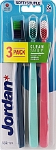 Kup Miękka szczoteczka do zębów, turkusowa, pomarańczowa, ciemnoniebieska - Jordan Clean Smile Soft