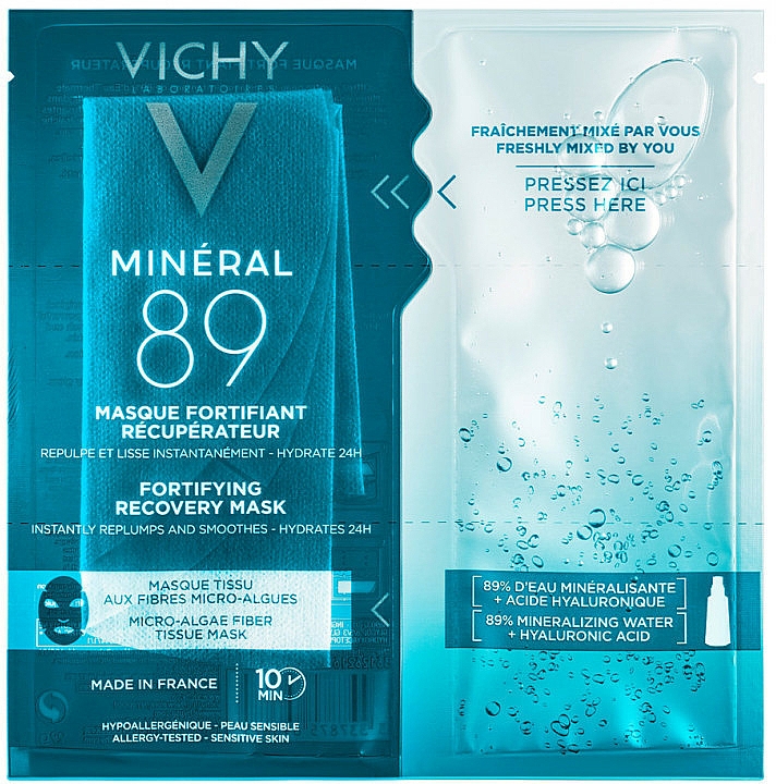 Ekspresowa maska do twarzy na tkaninie z mikroglonów - Vichy Minéral 89 Fortifying Recovery Mask