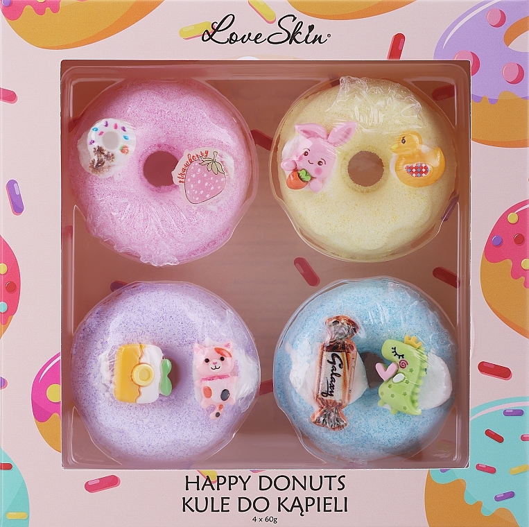 Zestaw aromatycznych bomb do kąpieli - Love Skin Happy Donuts (bath bombs/4x60g) — Zdjęcie N4