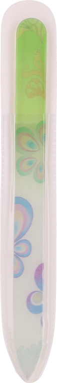 Szklany pilnik do paznokci z kwiatowym nadrukiem, zielony - Tools For Beauty Glass Nail File With Flower Printed — Zdjęcie N1