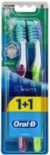 Kup Zestaw szczoteczek do zębów (40 średnia twardość, fioletowa + zielona) - Oral-B 3D White Fresh 40 Medium 1+1