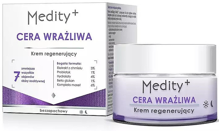 Regenerujący krem ​​do skóry wrażliwej - AVA Laboratorium Medity+ — Zdjęcie N1