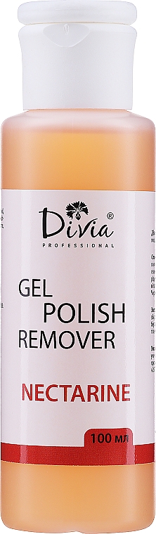 Zmywacz do lakiery hybrydowego Nektarynka - Divia Gel Nail Remover — Zdjęcie N1