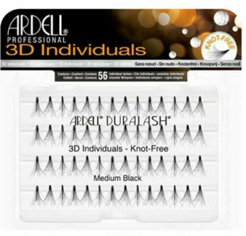 Profesjonalne kępki sztucznych rzęs - Ardell Duralash 3D Individuals Medium Black — Zdjęcie N1