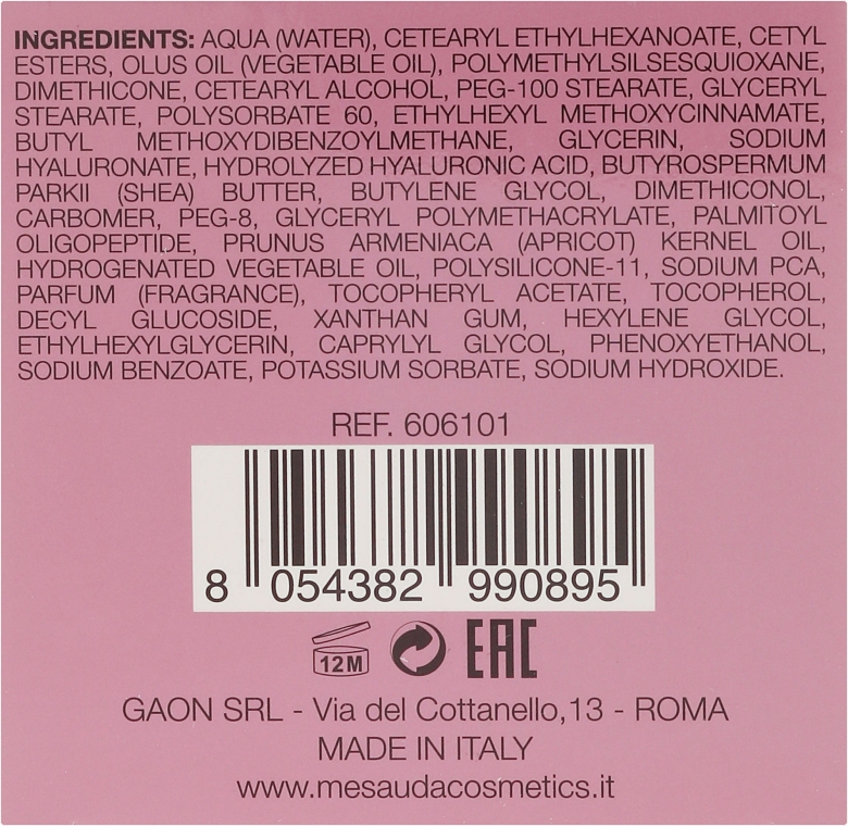 Przeciwzmarszczkowy krem na dzień z kwasem hialuronowym - Mesauda Milano Radiance Revealing Day Cream — Zdjęcie N3