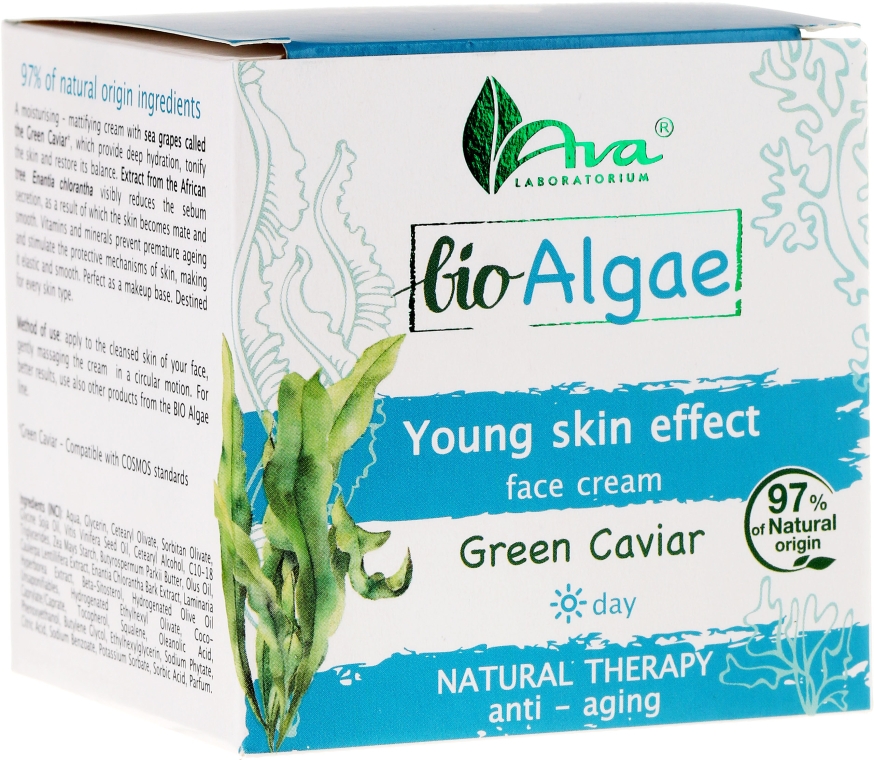 Krem anti-aging do twarzy na dzień z zielonym kawiorem Efekt młodej skóry - AVA Laboratorium Bio Alga — Zdjęcie N1