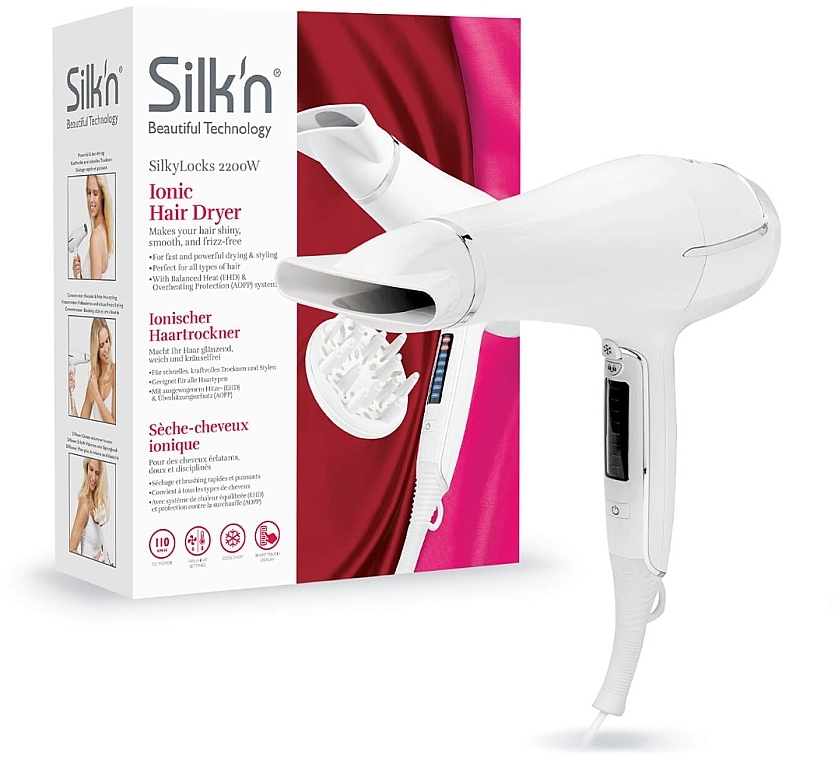 Suszarka do włosów, biała - Silk'n Hair Dryer HD1PEU002 2200W — Zdjęcie N1