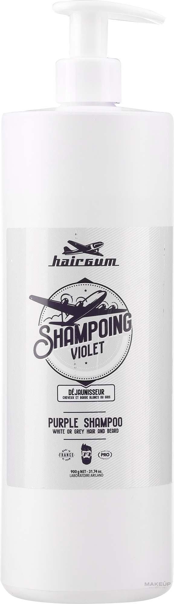 Szampon z fioletowym pigmentem przeciw żółtym tonom na włosach i brodzie - Hairgum Purple Shampoo — Zdjęcie 900 ml