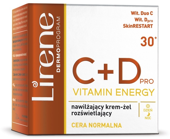 Nawilżający krem-żel rozświetlający do twarzy 30+ - Lirene C+D Pro Vitamin Energy — Zdjęcie N2