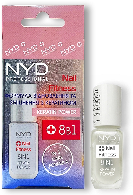 Odmładzająca odżywka wzmacniająca do paznokci z keratyną - NYD Professional Nail Fitness Keratin Power 8in1 — Zdjęcie N2