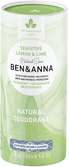 Naturalny dezodorant bez sody - Ben & Anna Deo Stick Sensitive Lemon & Lime — Zdjęcie N1