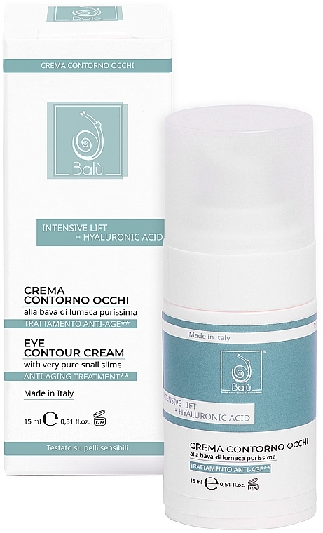 Krem pod oczy z kwasem hialuronowym i śluzem ślimaka - Balu Intensive Lift + Hyaluronic Acid Eye Contour Cream With Very Pure Snail Slime — Zdjęcie N1