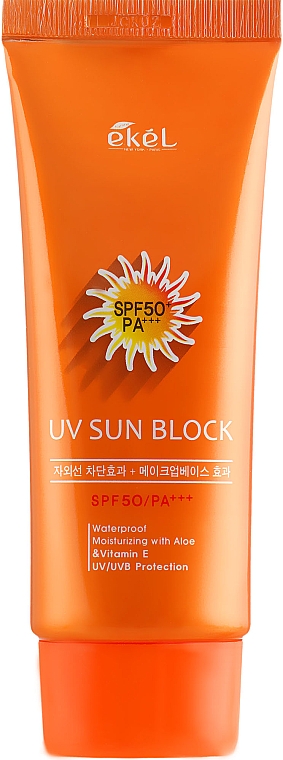 Krem przeciwsłoneczny do twarzy z ekstraktem z aloesu i witaminą E - Ekel UV Sun Block SPF50/PA+++ — Zdjęcie N2