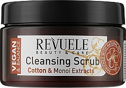 Oczyszczający peeling do ciała Bawełna i ekstrakt z monoi - Revuele Vegan & Balance Cotton Oil & Monoi Extracts Cleansing Scrub — Zdjęcie N1