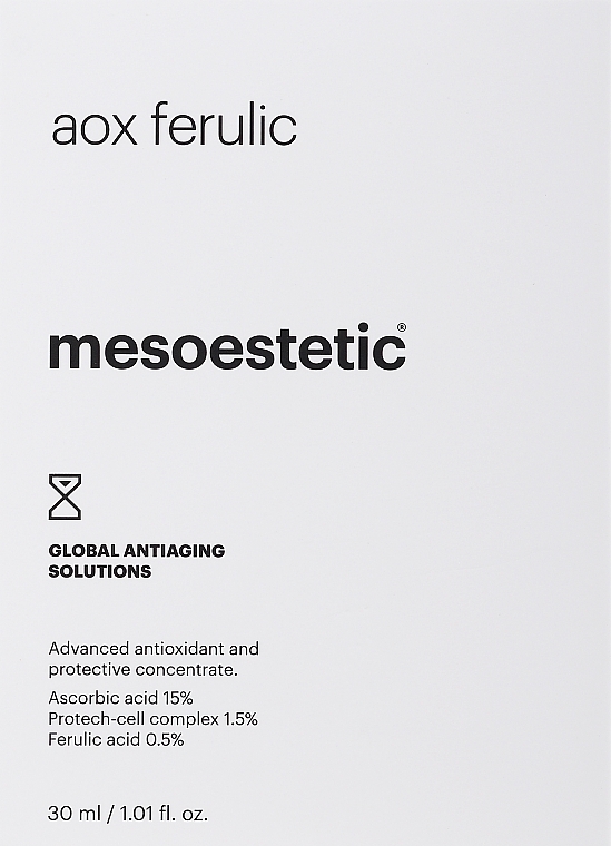 Serum antyoksydacyjne zapobiegające przedwczesnemu starzeniu się skóry - Mesoestetic Aox Ferulic  — Zdjęcie N1