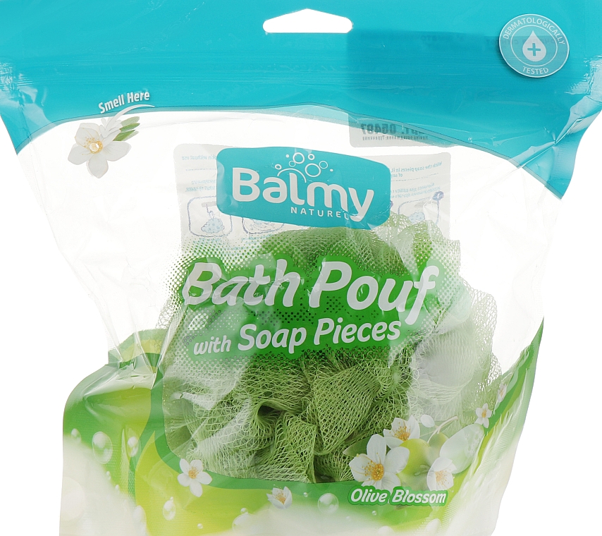 Gąbka z kawałkami mydła i ekstraktem z oliwek - Balmy Naturel Bath Pouf With Soap Pieces — Zdjęcie N1