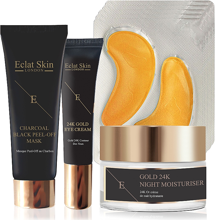 Zestaw - Eclat Skin London Anti-Ageing 24K Gold Total Starter Set (f/mask/50ml + eye/cr/15ml + f/cr/50ml + patch) — Zdjęcie N1