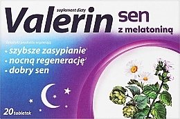 Suplement diety w tabletkach - Aflofarm Valerin Sen  — Zdjęcie N1